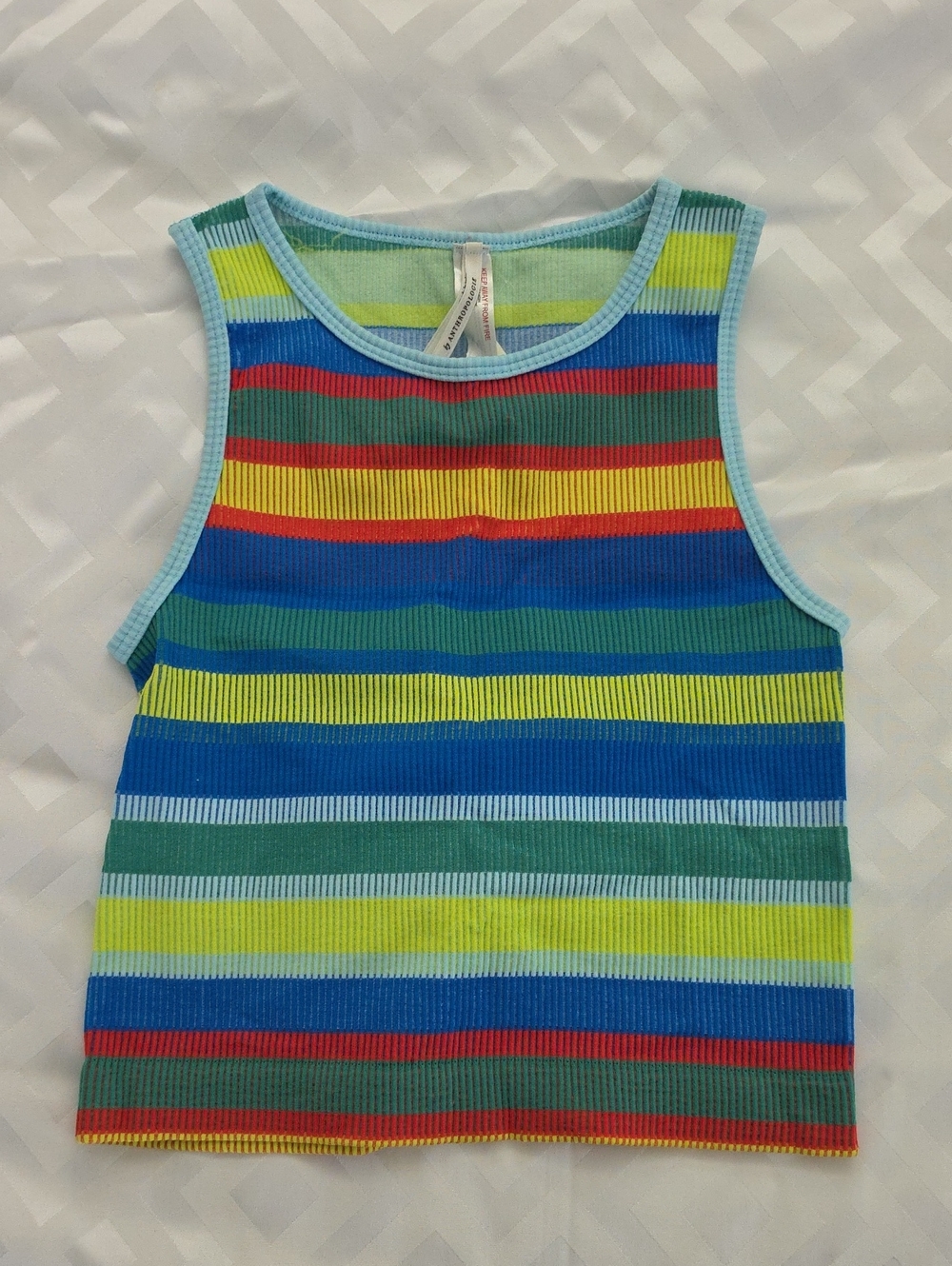 Anthropologie Rainbow Stripe Ribbed Tank Top - Blue, Green, Yellow, Red